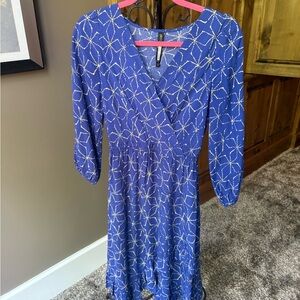 Plenty by Tracy Reese Blue Fit and Flare Dress with V-Neck